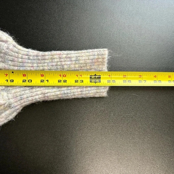 Women’s Large Wool Blend Sweater Ruffle Mock‎ Neck Diamond Cable Knit Fairycore - Picture 9 of 11